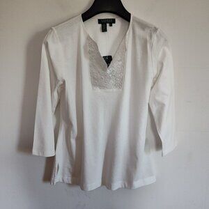 Ladies Petite SZ PS Lauren Ralph Lauren White T-Shirt